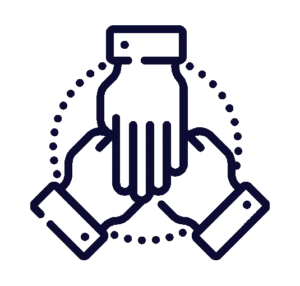 Icon von drei verbundenen Puzzleteilen für die Verzahnung von Vertrieb und Marketing (Smarketing)