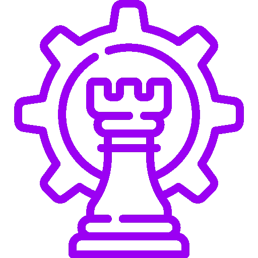 Icon: Schachfigur Turm mit Zahnrad für Strategie und Maßnahmenplanung